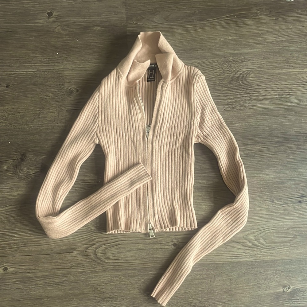 Tan zip up, crop top